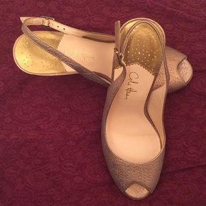 Cole Haan bronze gold leather slingback heels 6.5B